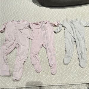 KYTE Baby Soft Pink and Gray Kids Footies